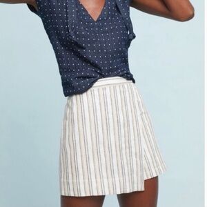 Anthropologie Striped Skort in Cream and Navy
